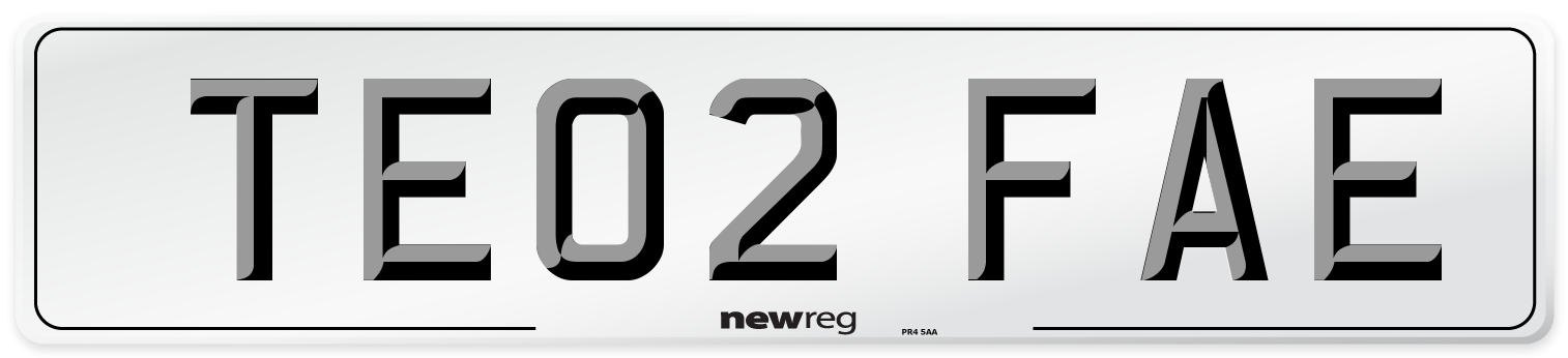 TE02 FAE Number Plate from New Reg
